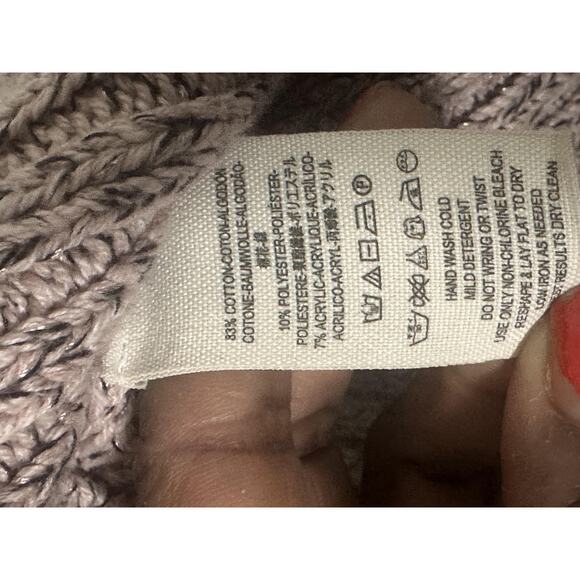 Free People Sweater Womens Small Pink Purple Cowl Neck Chunky Knit Pullover Boho - Picture 4 of 7